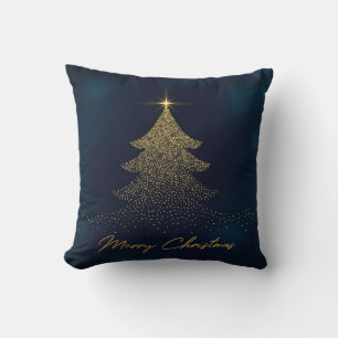 Coussin Sapin de Noël élégant en or