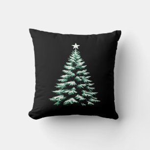 Coussin Sapin de Noël en détresse, rayures poivrées vertes