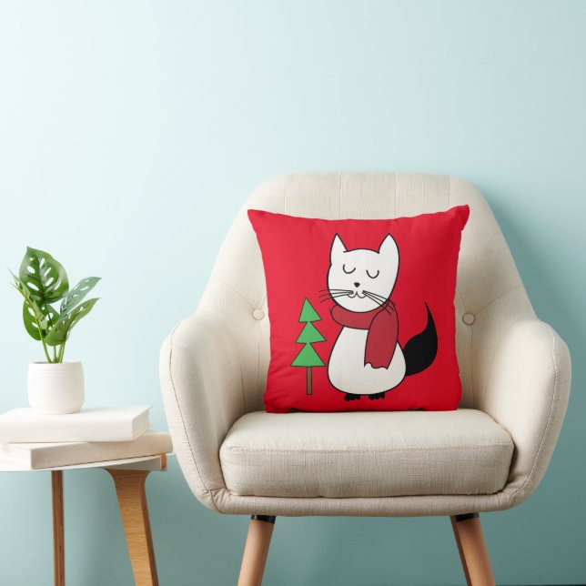 Coussin Sapin de Noël et chat mignon (Chaise)