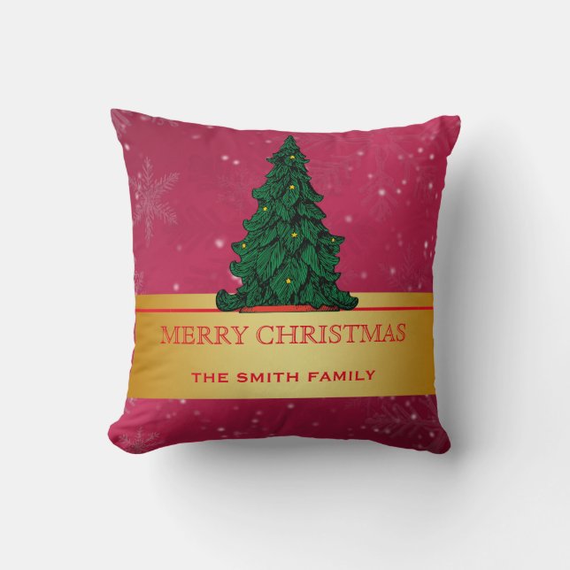 Coussin Sapin de Noël Étoile Pailletée Or (Recto)