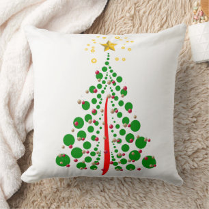 Coussin Sapin de Noël Green Dot avec étoile dorée