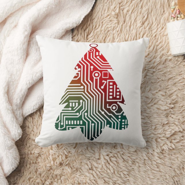 Coussin Sapin de Noël inspiré d'une carte de circuit (Couverture)
