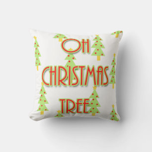 Coussin sapin de noël moderne milieu de siècle rouge vert