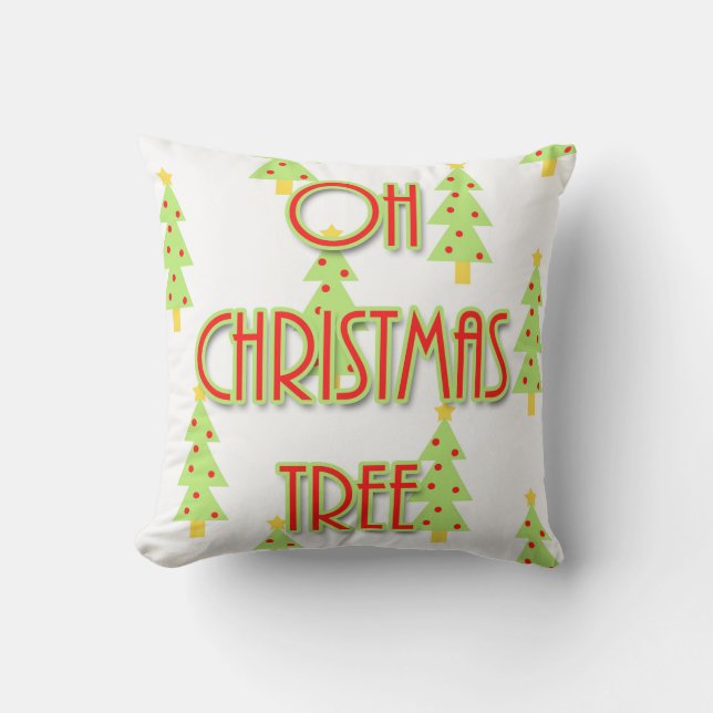Coussin sapin de noël moderne milieu de siècle rouge vert (Recto)