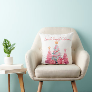 Coussin Sapin de Noël rose 