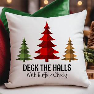Coussin Sapins de Noël aux motifs Buffalo rustiques