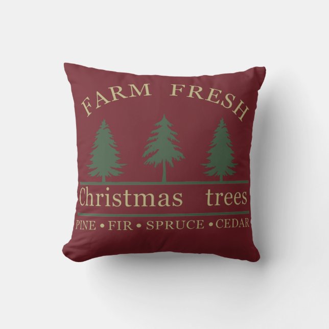 Coussin Sapins de Noël frais de la ferme (Recto)