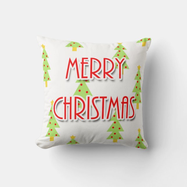 Coussin sapins de noël modernes du milieu du siècle (Recto)