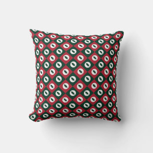 Coussin Sapins de Noël Rouge Vert et Blanc Motif