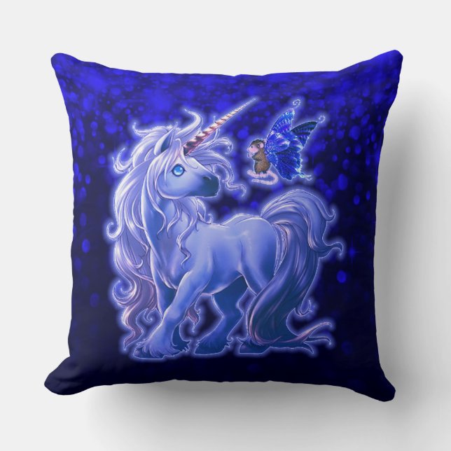 Coussin Sapphire Sparkle Blue Unicorn (Recto)