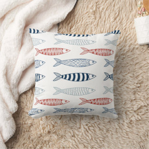 Coussin Sardines méditerranéennes décoratives Motif de poi