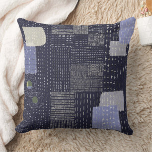 Coussin sashiko japonais coutures ressemblant à un motif