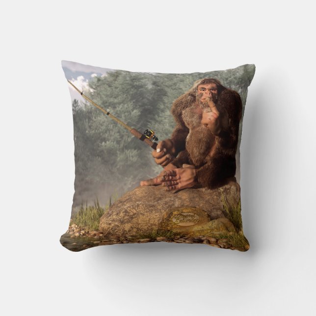 Coussin Sasquatch va pêcher (Recto)