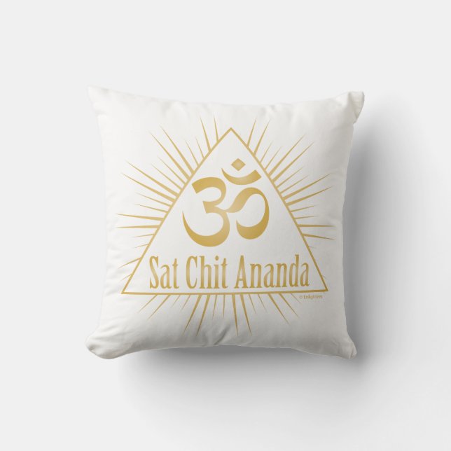 Coussin "Sat Chit Ananda" Yoga Mantra Unité Blanc (Recto)