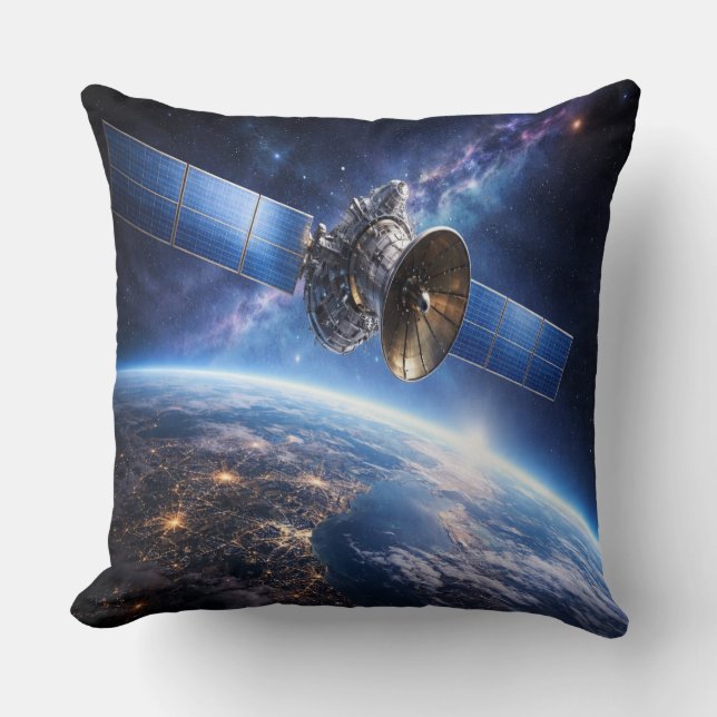 Coussin Satellite Au-Dessus de la Planète (Recto)