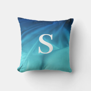 Coussin Satin bleu monogramme