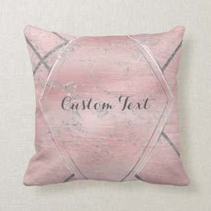 Coussin Satin Rose Et Argent Pailleté Style Designer Glamo