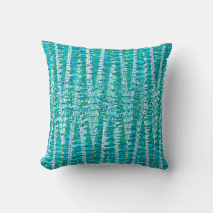 Coussin Satins et pointes Abstraits, turquoise et aqua