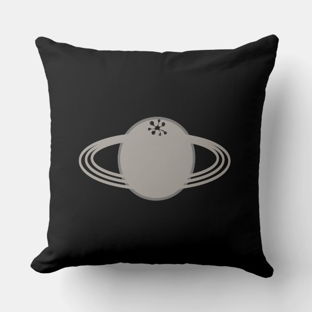 Coussin Saturne élégant moderne sur fond noir (Recto)