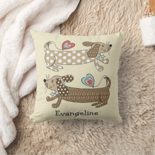 Coussin Saucisse personnalisée Chien Dachshund Jeter Couss