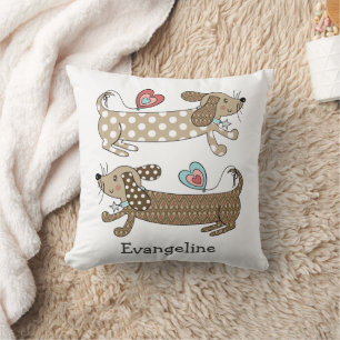 Coussin Saucisse personnalisée Chien Dachshund Jeter Couss