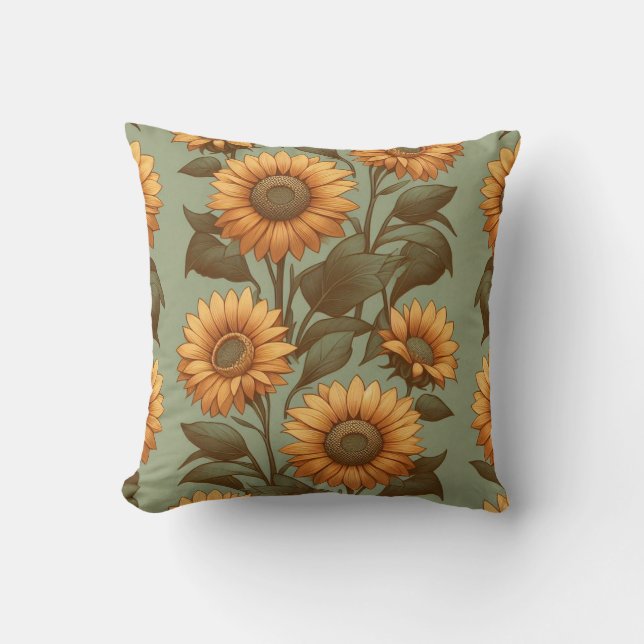Coussin Sauge et Tournesols II (Recto)