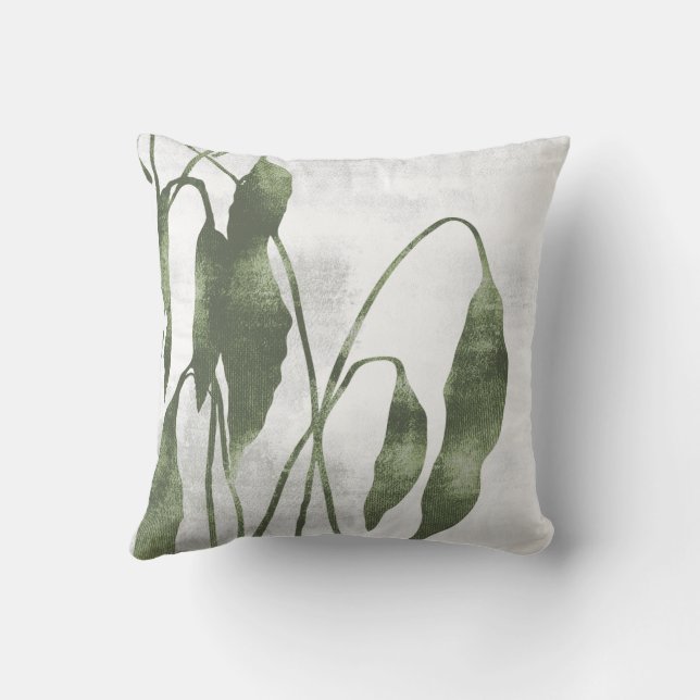 Coussin Sauge Vert Olive Botanique Feuillage (Verso)