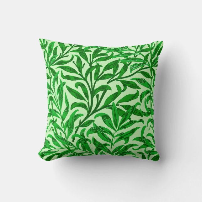 Coussin Saule de William Morris, vert émeraude (Recto)