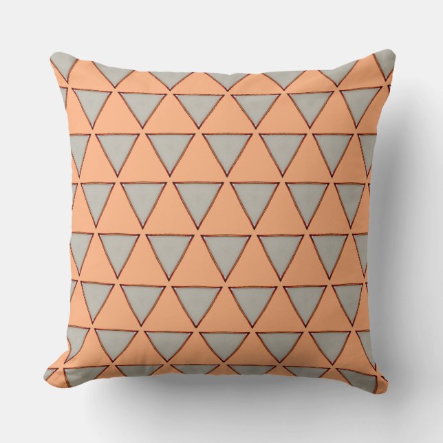 Coussin Saumon clair et gris foncé Tous les côtés Triangle (Recto)