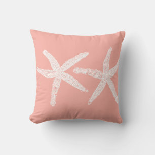 Coussin Saumon d'étoiles blanc Pink Orange Beach tendance