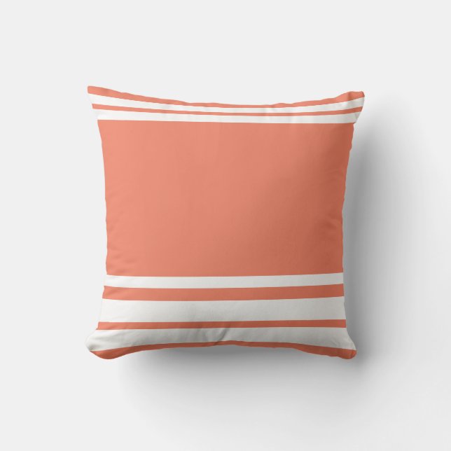 Coussin Saumon : Lignes modernes et cercle en blanc (Recto)