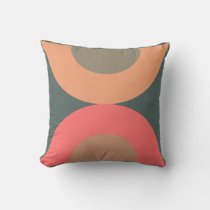 Coussin Saumon moderne du milieu du siècle et olive