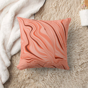 Coussin Saumon, pêche, corail clair et mélange rose courbe
