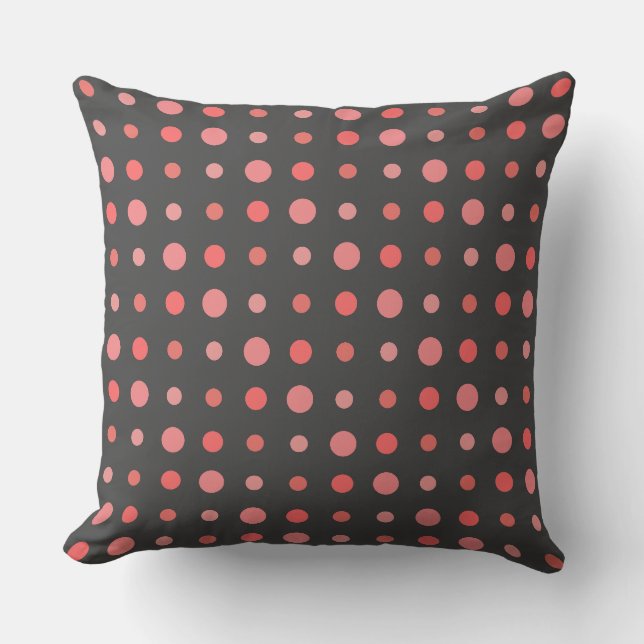 Coussin Saumon, points roses sur Grey (Recto)