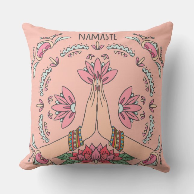 Coussin Saumon rouge blanc Namaste Jeu d'oreiller (Recto)