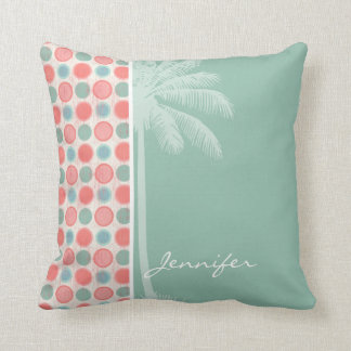 Coussin Saumon tropical, rose de corail, et Seafoam