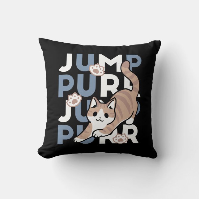 Coussin Sauter Purr Jump : Conception de chat joueuse avec (Recto)