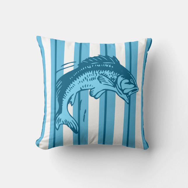 Coussin Sauts de poissons et de rayures dans les couleurs  (Recto)