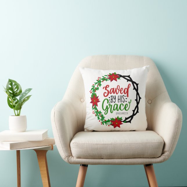 Coussin Sauvé par Sa Grace Christmas Wreath (Chaise)