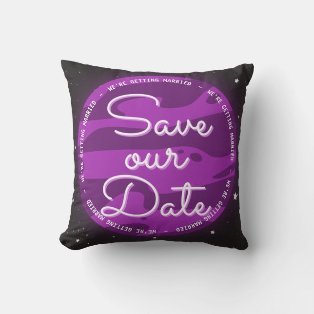 Coussin Sauvegarder notre date sur le thème de l'espace de (Recto)