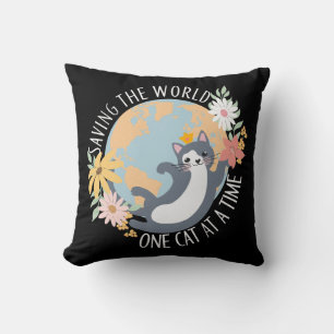 Coussin Sauver le monde un chat à la fois amoureux des cha