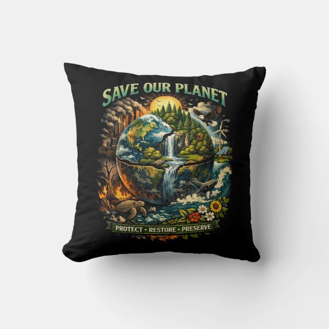 Coussin Sauver notre planète (Recto)
