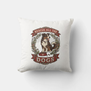 Coussin Sauver tous les chiens Couronne florale ruban pour