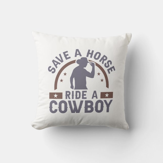 Coussin Sauver un cheval monter un cowboy (Recto)