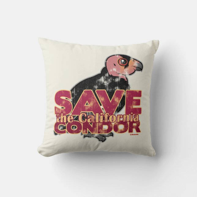 Coussin Sauvez le condor de Californie (Recto)