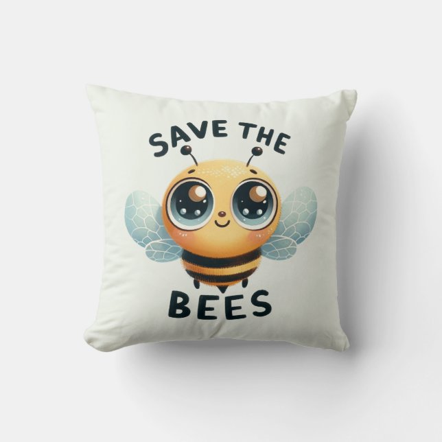 Coussin Sauvez les abeilles - Adorable Bee Cushion (Recto)