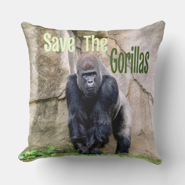 Coussin Sauvez Les Gorilles (Recto)