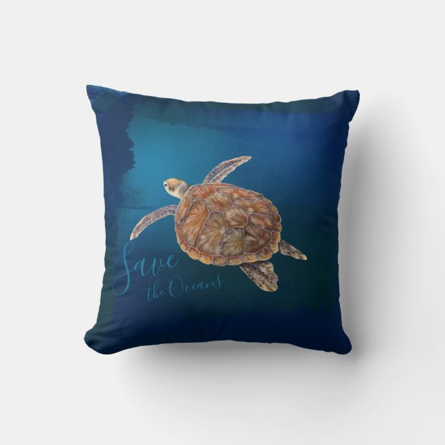 Coussin Sauvez les océans Seaturtle Poisson tropical perso (Recto)