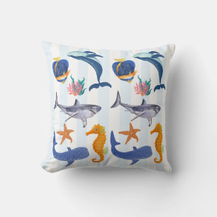 Coussin Sauvez nos mers Animaux marins pour enfants