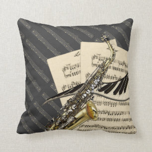Coussin Saxophone et musique de piano